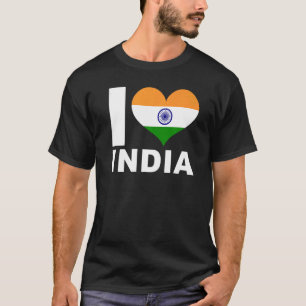 T-shirt I Love India Heart Flag Inde