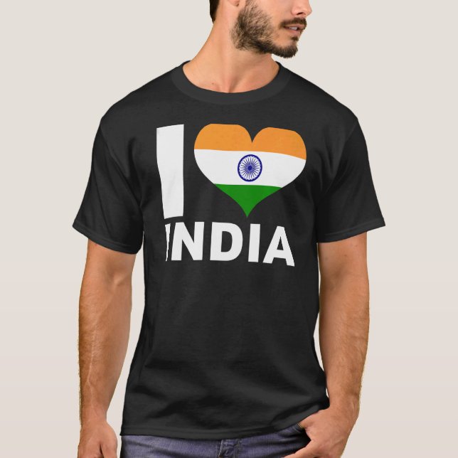 T-shirt I Love India Heart Flag Inde (Devant)