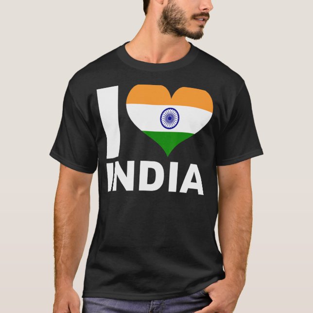 T-shirt I Love India Heart Flag Inde (Devant)