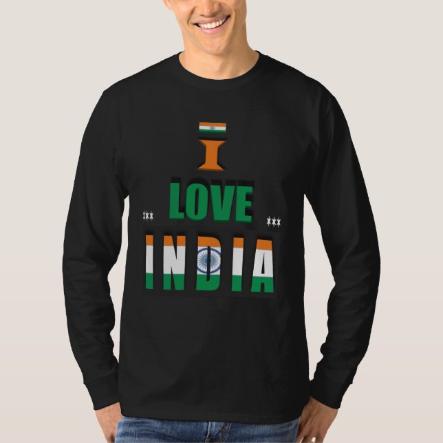 T-shirt I Love India Indian India Flag (Devant)