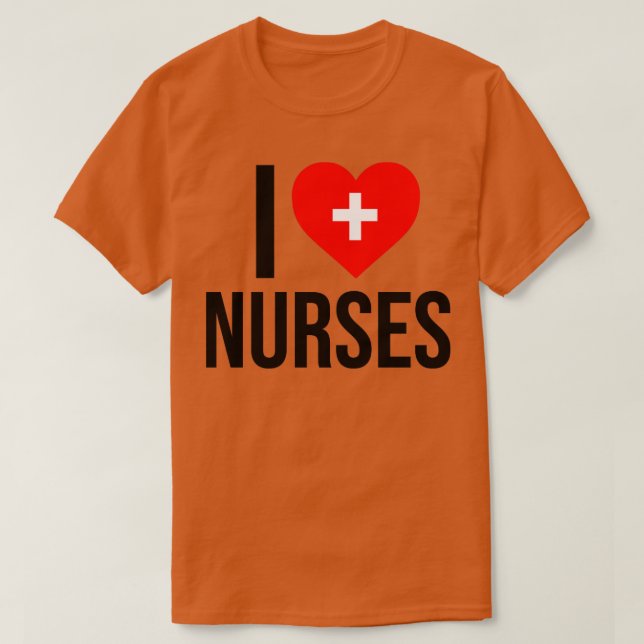 T-shirt I Love Infirmières Croix Médicale du coeur (Design devant)