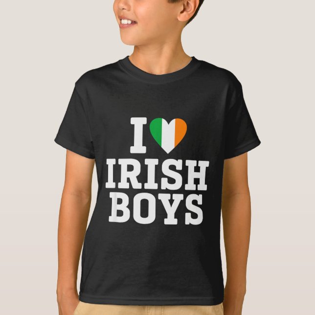 T-shirt I Love Irish Boys Ireland Flag Heart St Patricks D (Devant)