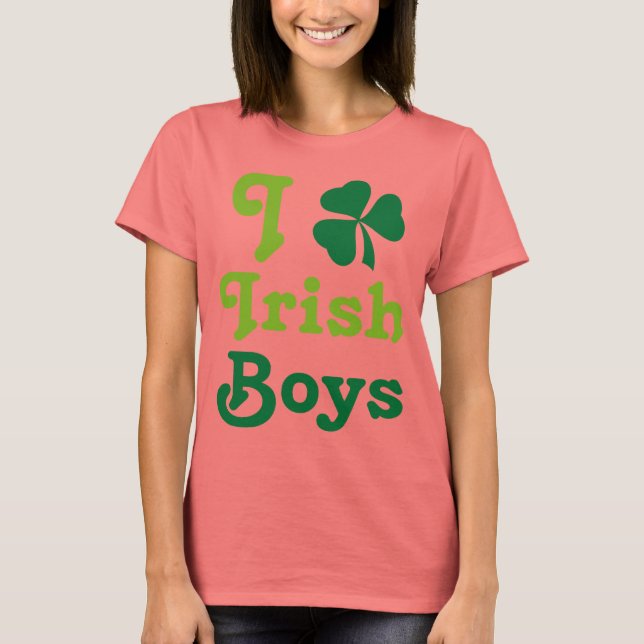 T-shirt I Love Irish Boys Shamrock Green Tee (Devant)
