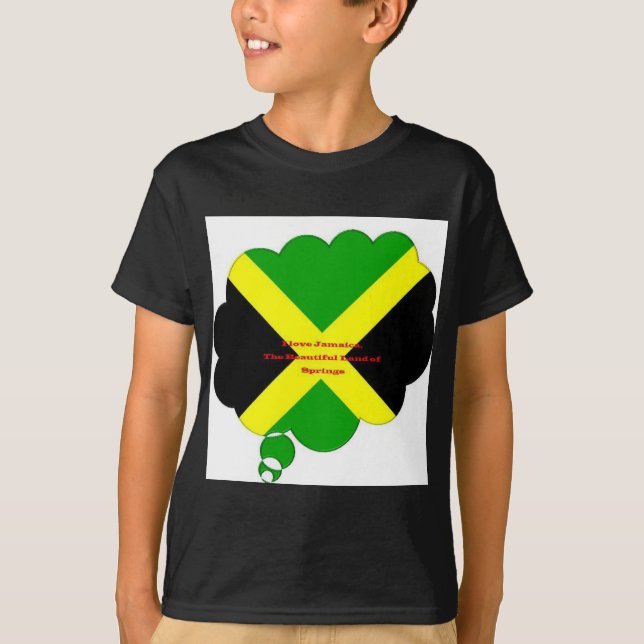 T-shirt I Love Jamaica Text on Flag Art Print (Devant)