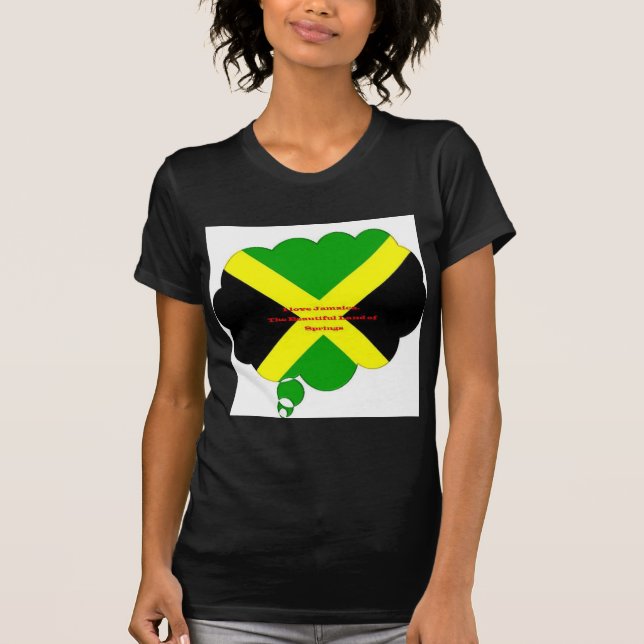 T-shirt I Love Jamaica Text on Flag Art Print (Devant)