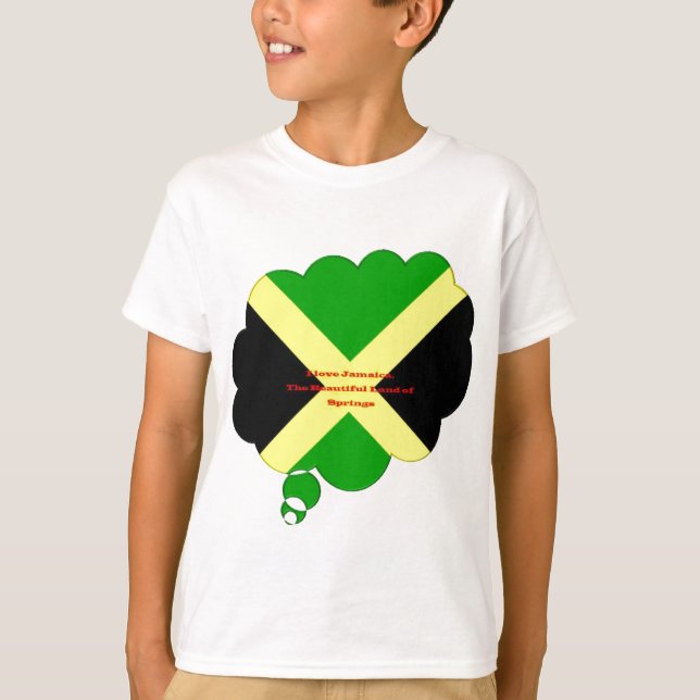 T-shirt I Love Jamaica Text on Flag Art Print (Devant)