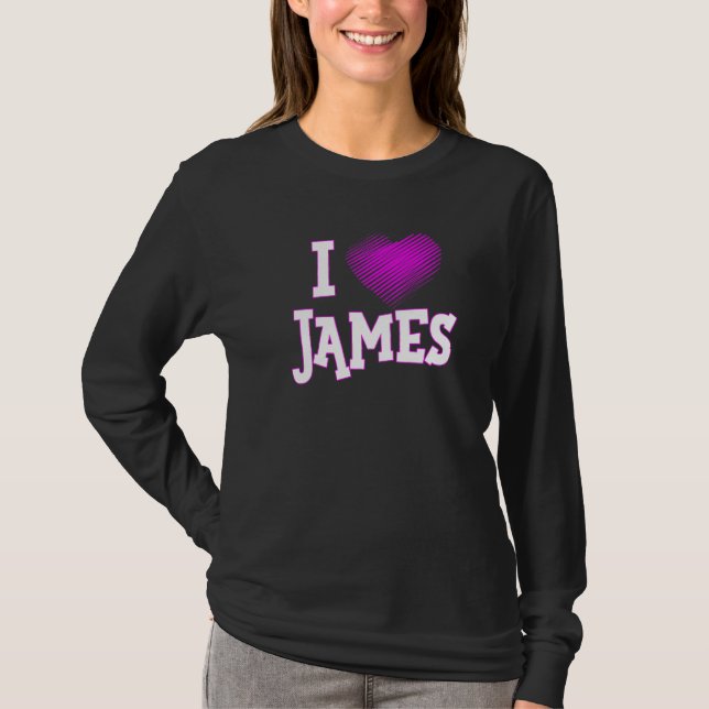 T-shirt I Love James Boyfriend Mari Son Papa Coeur Rose (Devant)
