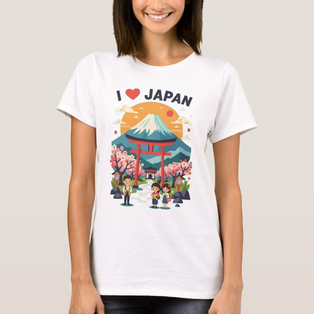 T-shirt I Love Japan T Shirt - 'I ♥ Japan' Travel Tee (Devant)