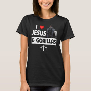 T-shirt I Love Jesus and Gorillas Christian Ape Wildlife M