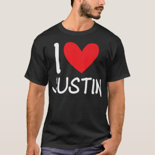 T-shirt I Love Justin Nom Fille Personnalisée Femme Bff Fr