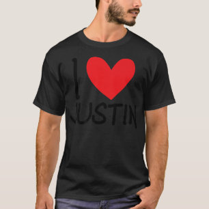 T-shirt I Love Justin Nom Hommes Personnalisés Guy BFF Ami
