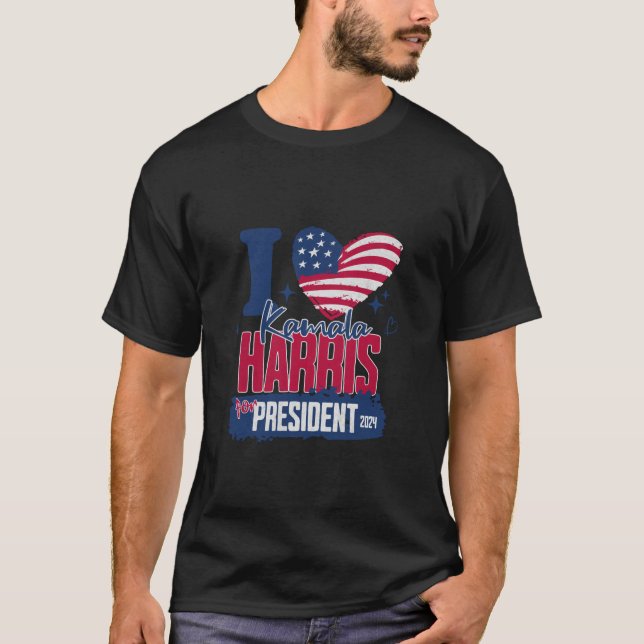 T-shirt I Love Kamala Harris 2024 For President USA Flag T (Devant)
