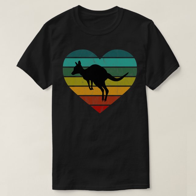 T-shirt I Love Kangaroos Wallaby Coeur rétro (Design devant)