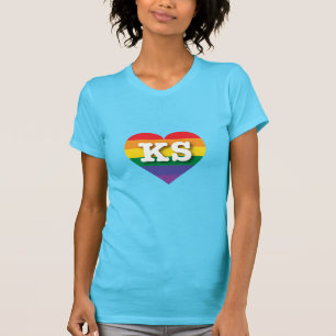 T-shirt I Love Kansas Rainbow Heart