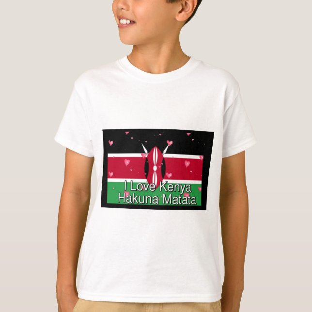 T-shirt I Love Kenya et "Hakuna Matata" Art Print (Devant)