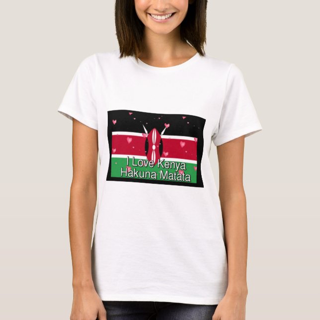 T-shirt I Love Kenya et "Hakuna Matata" Art Print (Devant)
