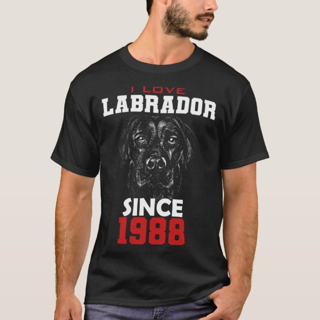 T-shirt I love labrador since 1988 (Devant)
