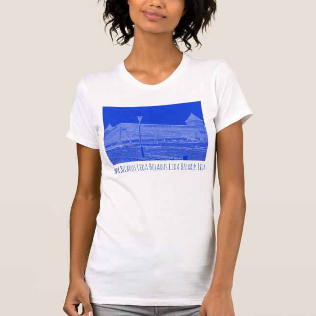T-shirt I Love Lida Belarus Architecture Castle Sketch (Devant)