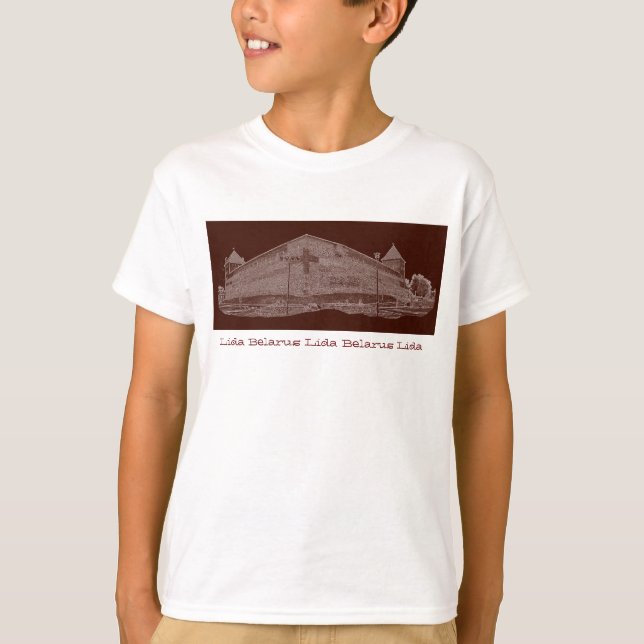 T-shirt I Love Lida Belarus Architecture Castle Sketch (Devant)
