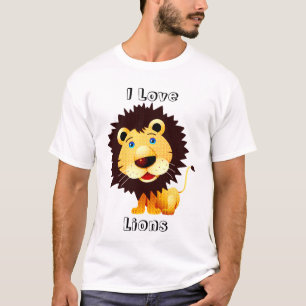 T-shirt I Love Lions-Diamonds Texture Motif