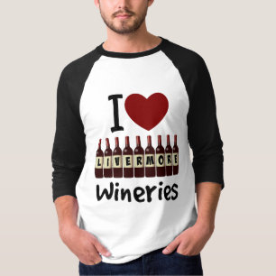 T-shirt I Love Livermore Wineries Coeur et bouteilles de v