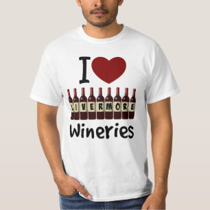 T-shirt I Love Livermore Wineries Coeur et bouteilles de v
