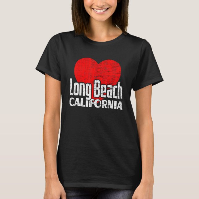 T-shirt I Love Long Beach California Retro Big Heart Vacat (Devant)
