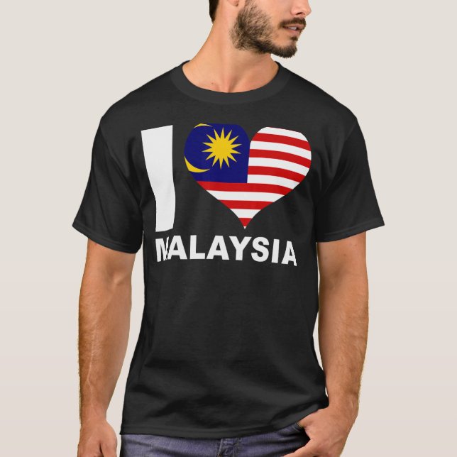 T-shirt I Love Malaysia Heart Flag Malaisie (Devant)