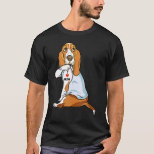 T-shirt I Love Maman Tattoo Basset Hound Maman Chien Femme