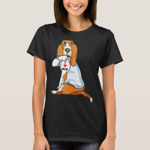T-shirt I Love Maman Tattoo Basset Hound Maman Chien Femme