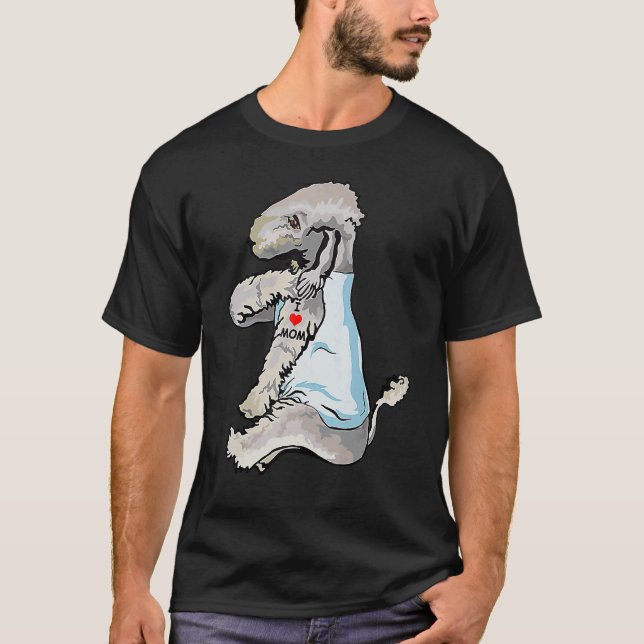 T-shirt I Love Maman Tattoo Bedlington Terrier Maman Chien (Devant)
