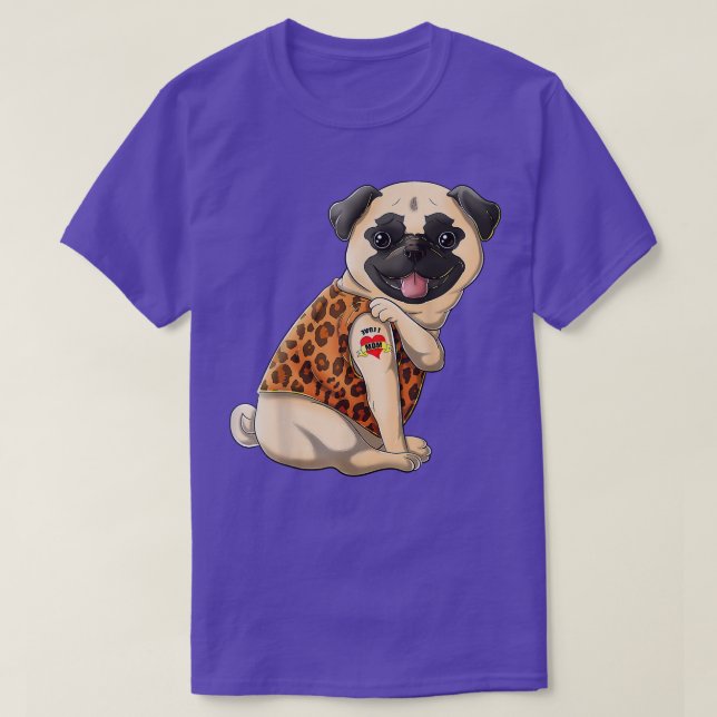 T-shirt I Love Maman Tattoo Carlin Amoureux des chiens Cad (Design devant)