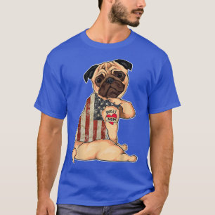T-shirt I Love Maman Tattoo Carlin Chien Drapeau américain