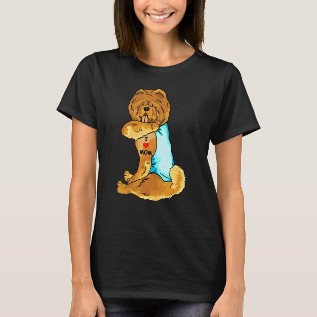 T-shirt I Love Maman Tattoo Chow Chow Maman Chien Femmes (Devant)
