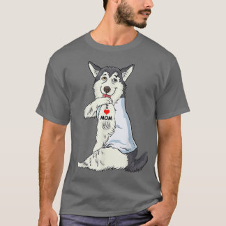 T-shirt I Love Maman Tattoo Husky Maman Amoureux des chien