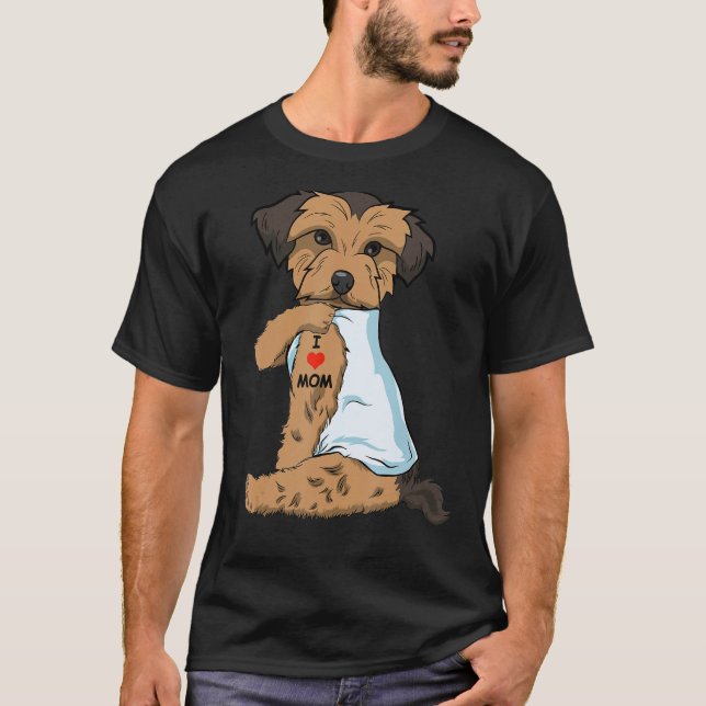 T-shirt I Love Maman Tattoo Morkie Maman Amoureux des chie (Devant)