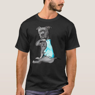 T-shirt I Love Maman Tattoo Pitbull Amoureux des chiens Fe