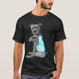 T-shirt I Love Maman Tattoo Pitbull Amoureux des chiens Fe