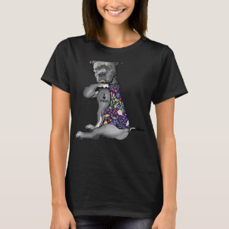T-shirt I Love Maman Tattoo Pitbull Amoureux des chiens Fe