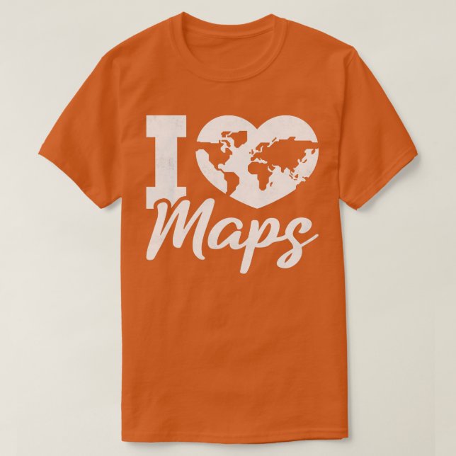 T-shirt I Love Maps Géographie (Design devant)