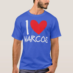 T-shirt I Love Marcos Nom Hommes Personnalisés Guy BFF Ami