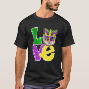 T-shirt I Love Mardi Gras Costume Chat Kitten Chat Drôle