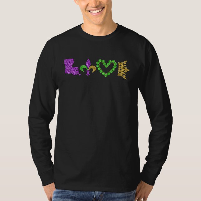 T-shirt I LOVE Mardi Gras Fleur De Lys Symbol Men Women (Devant)