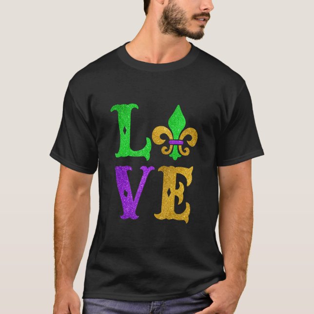 T-shirt I Love Mardi Gras Funny Mardi Gras Fleur De Lys Fe (Devant)