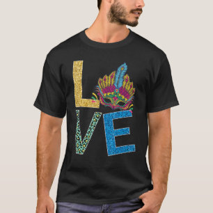 T-shirt I Love Mardi Gras Mardi Gras 2022 Perles Masque Fe