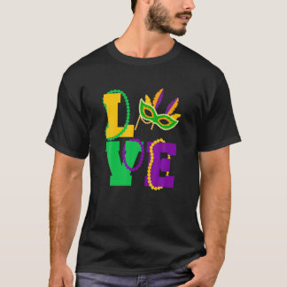 T-shirt I Love Mardi Gras Tee Mardi Gras Mask Party Costum