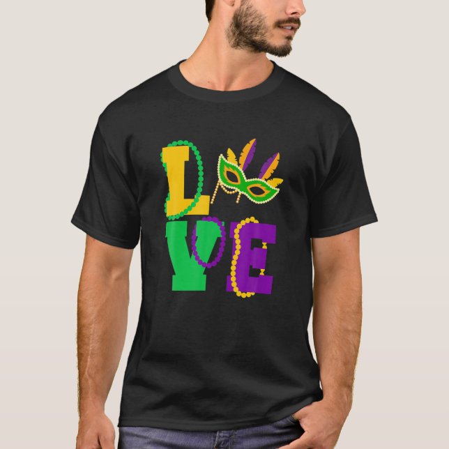 T-shirt I Love Mardi Gras Tee Mardi Gras Mask Party Costum (Devant)