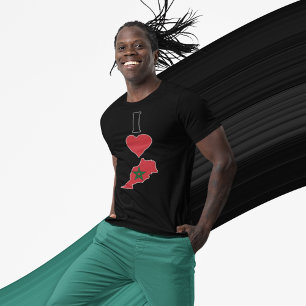 T-shirt I Love Maroc Coeur Vertical Marocain Drapeau Carte