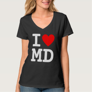 T-shirt I Love Maryland MD State Flag Heart Baltimore Hon