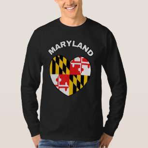 T-shirt I Love Maryland MD State Flag Heart Baltimore Hon